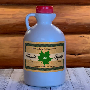 Maple Syrup Green Buffalo Check Leaf Kraft Paper Sticker