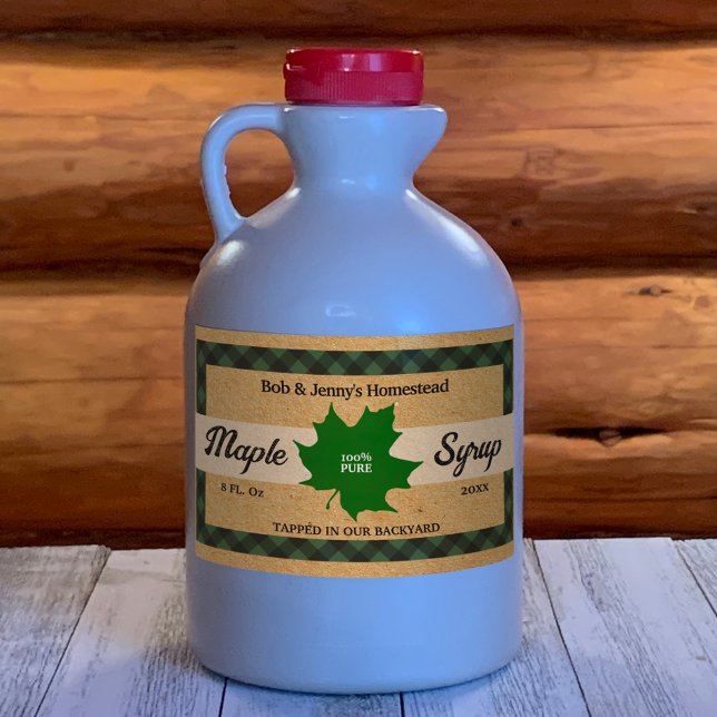 Maple Syrup Green Buffalo Check Leaf Kraft Paper Sticker (Creator Uploaded)