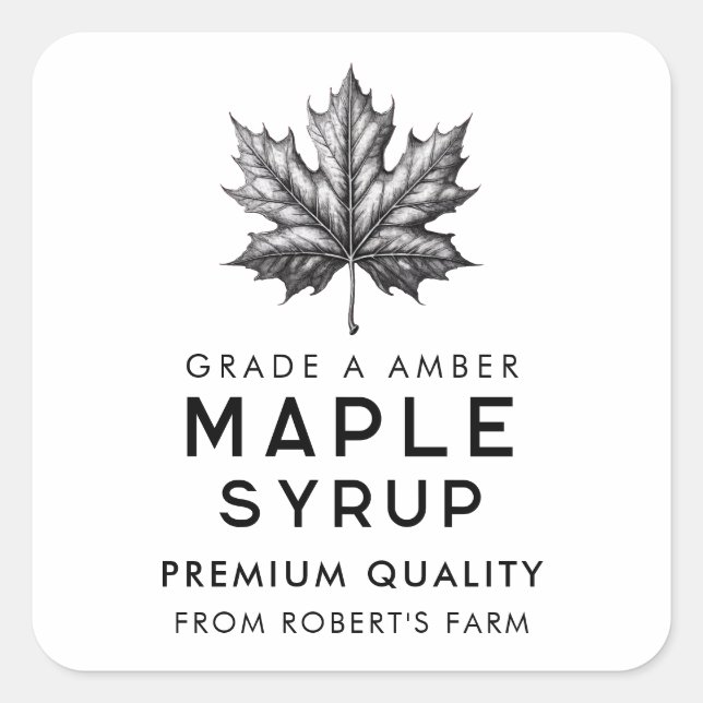 Maple syrup homemade recipe square sticker (Front)