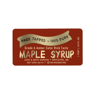 Maple Syrup Jar Tag with Metallic Gold Drip Font 