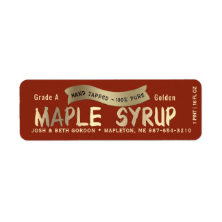 Maple Syrup Jar Tag with Metallic Gold Drip Font 