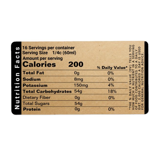 Maple Syrup Kraft Nutrition Facts Shipping Label (Front)