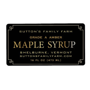 Maple Syrup Label Black and Gold Border