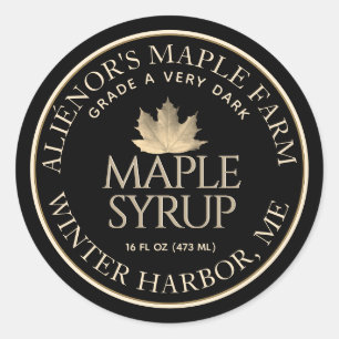 Maple Syrup Label Black with Gold Leaf