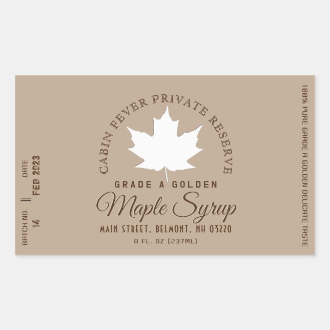Maple Syrup Label Circular Logo (Batch and Date) (Front)