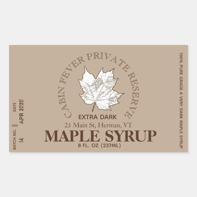 Maple Syrup Label Circular Logo (Batch and Date) (Front)