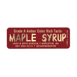 Maple Syrup Label in Metallic Gold Drip Font