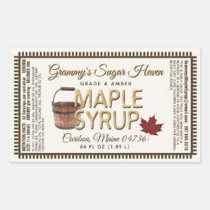 Maple Syrup Label with Nutrition Facts Ivory
