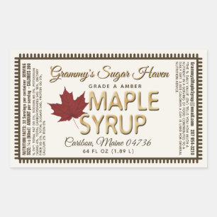 Maple Syrup Label with Nutrition Facts Ivory
