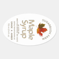 Maple Syrup Large Oval Colourful Maple Leaf Label