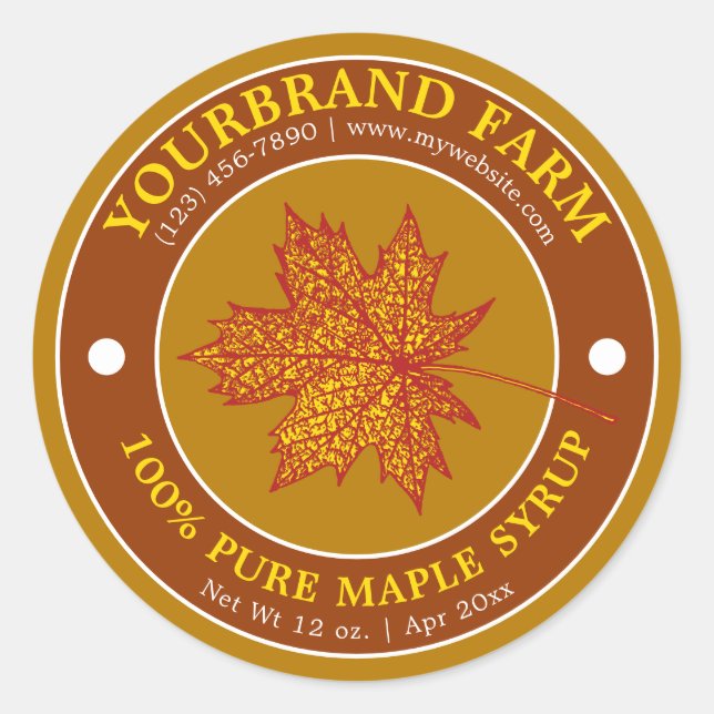 Maple Syrup Leaf Label Template (Front)