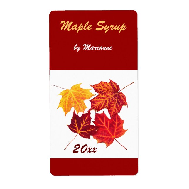 Maple syrup - maple leaves canning label (Front)