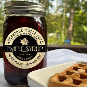 MAPLE SYRUP NOM D'ÉTAT ÉTIQUETTE OR & NOIR