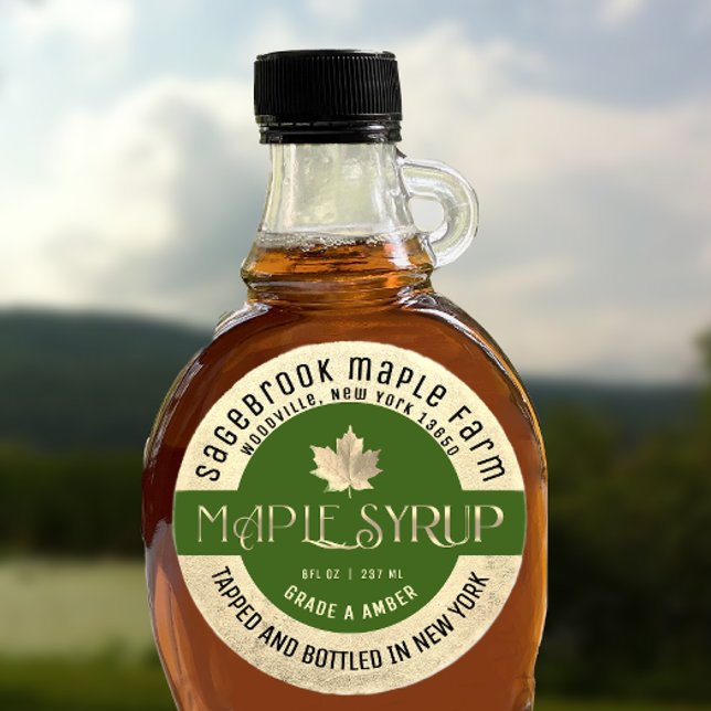 MAPLE SYRUP NOM D'ÉTAT ÉTIQUETTE OR & VERT (Créateur téléchargé)