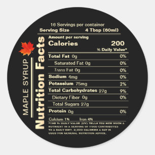 Maple Syrup Nutrition Facts Red Sugar Maple Leaf  Classic Round Sticker