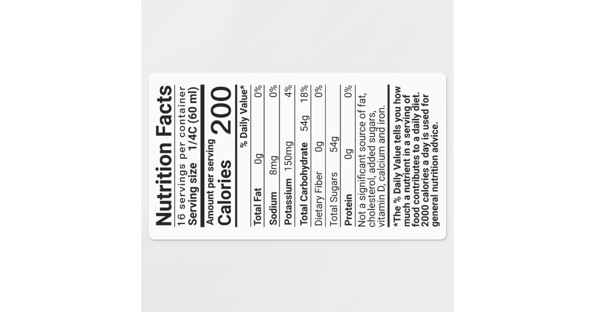 Maple Syrup Nutrition Facts Waterproof Labels Zazzle