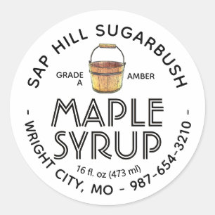 Maple Syrup Old Fashioned Sap Bucket White Label  
