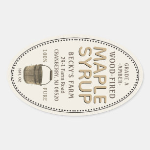 Maple Syrup Sap Bucket Border Oval Sticker