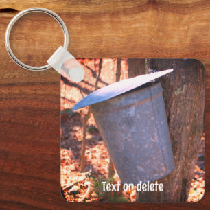 Maple Syrup Sap Bucket Nature Personalized Keychain