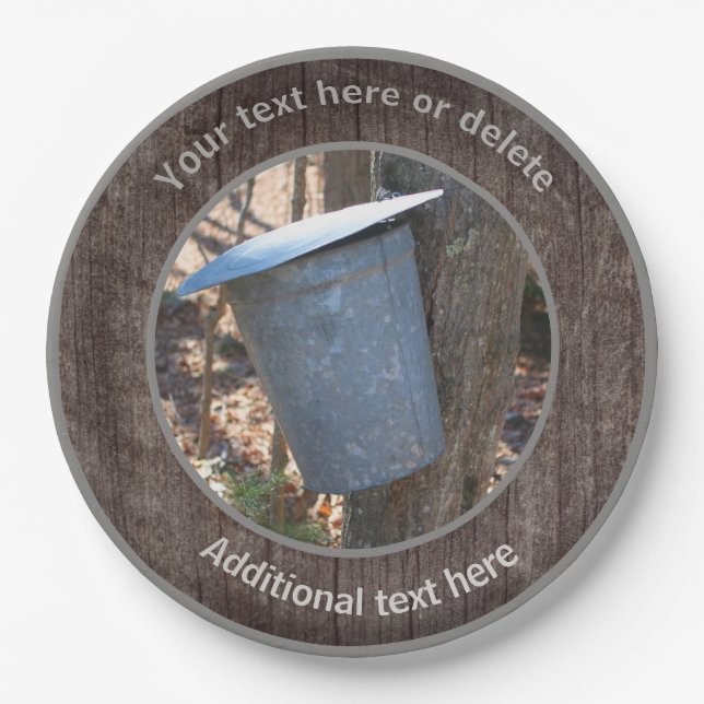 Maple Syrup Sap Bucket Nature Personalized Party  Paper Plate (Front)