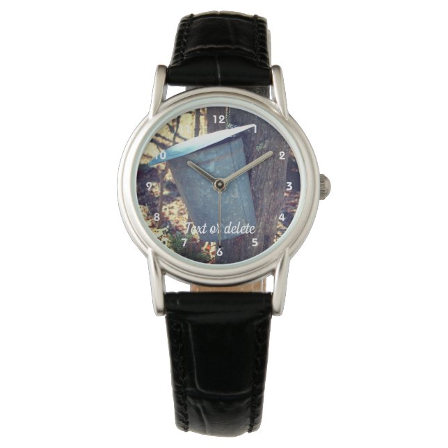 Maple Syrup Sap Bucket On Tree Personalized  Watch (Front)