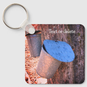 Maple Syrup Sap Buckets Nature Personalized Keychain