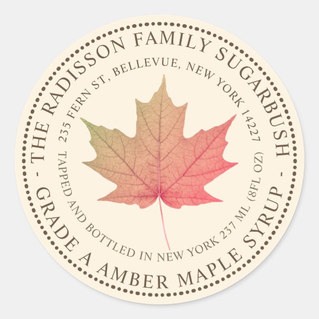 MAPLE SYRUP STATE NAME LABEL IVORY (Front)