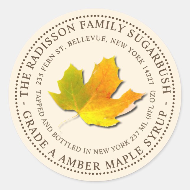 MAPLE SYRUP STATE NAME LABEL IVORY (Front)