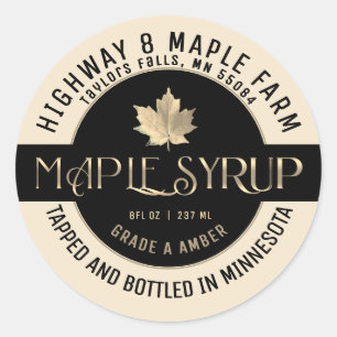 MAPLE SYRUP STATE NAME LABEL IVORY & BLACK