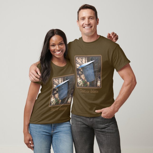 Maple Syrup Sugar Sap Bucket On Tree  T-Shirt (Unisex)