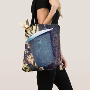 Maple Syrup Sugar Sap Bucket On Tree   Tote Bag