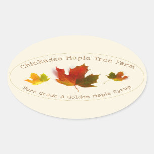 Maple Syrup Triplicate Colour Maple Leaf Oval Labe Oval Sticker
