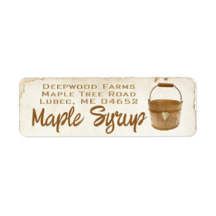Maple Syrup with Sap Bucket Plastic Jug Label
