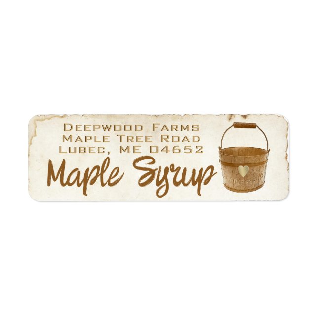 Maple Syrup with Sap Bucket Plastic Jug Label (Front)