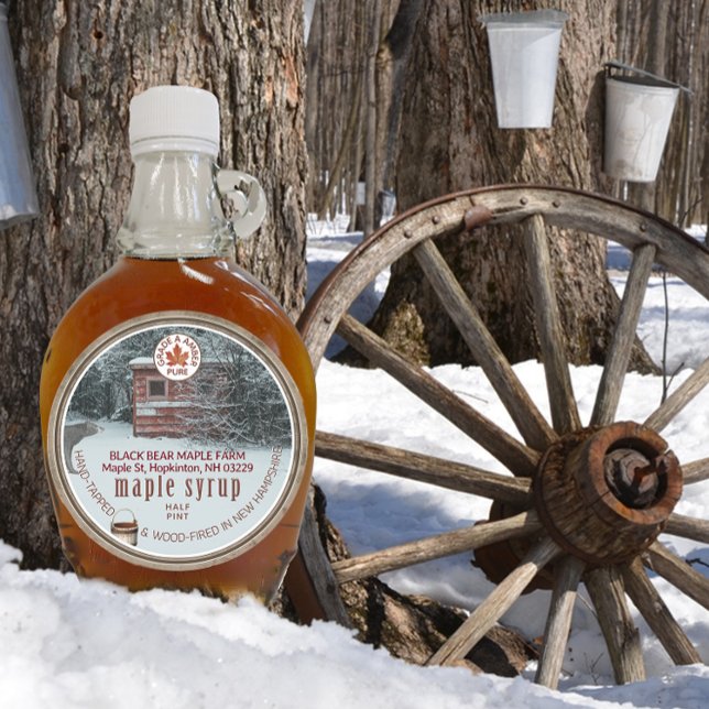 Maple Syrup Woods Bear Bucket Maple Leaf Shack Classic Round Sticker (Creator Uploaded)