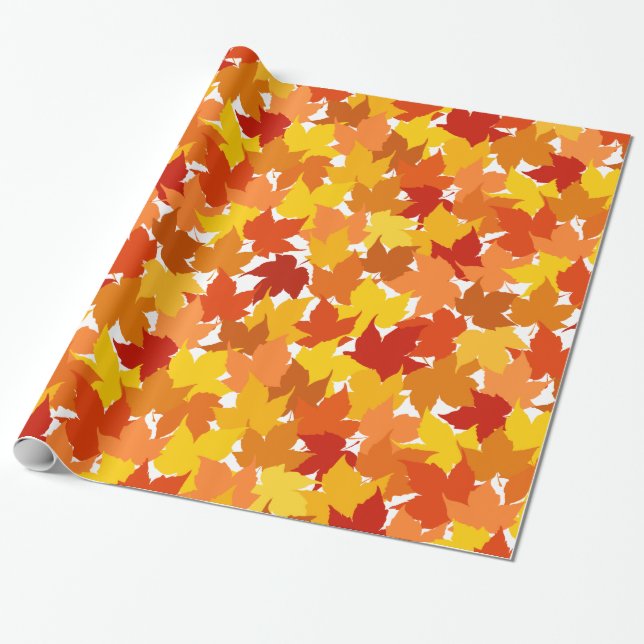 Maple tree autumn leaves wrapping paper (Unrolled)