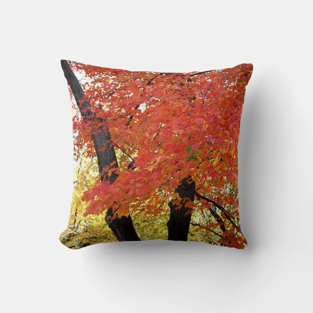 Maple Tree Autumn Throw Pillow (Front)
