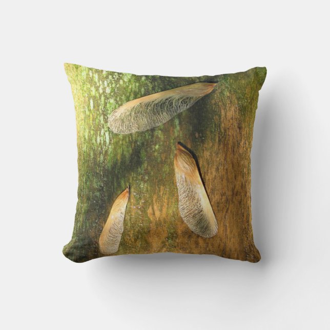 Maple Tree Helicopters On Cedar Throw Pillow (Front)