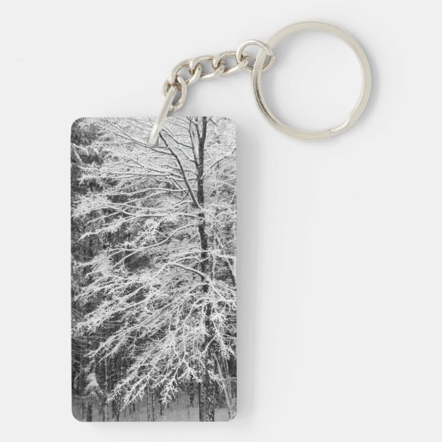Maple Tree Outlined In Snow Keychain (Back)