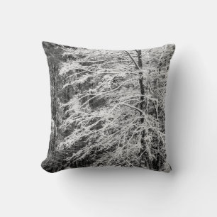 Maple Tree Outlined In Snow Throw Pillow