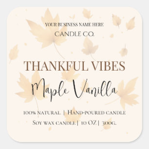 Maple Vanilla Elegant Fall Soy Candle Label