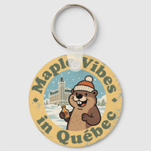 Maple Vibes in Québec with a Funny Beaver Keychain