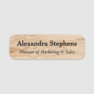 Maple Woodgrain Print Staff Employee Name Tag
