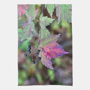 Mapleleaf Viburnum Autumn Leaves and Berries Kitchen Towel