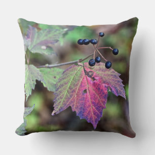 Mapleleaf Viburnum Autumn Leaves and Berries Throw Pillow