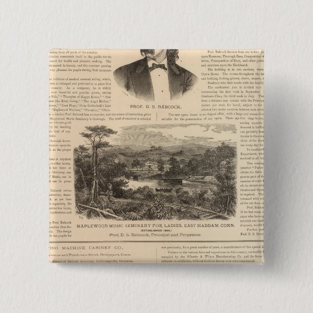 Maplewood Music Seminary for Ladies 2 Inch Square Button (Front)