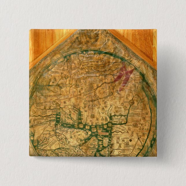 Mappa Mundi, c.1290 2 Inch Square Button (Front)