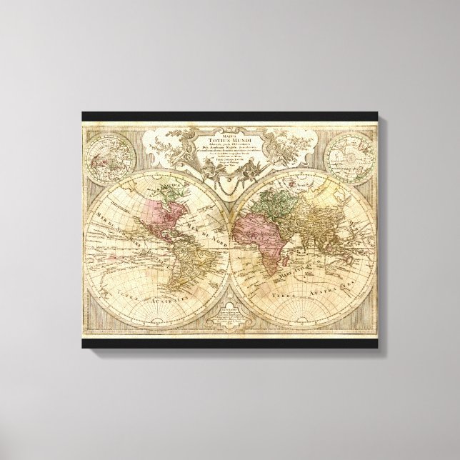 Mappa Totius Mundi World Map (1775) Canvas Print (Front)