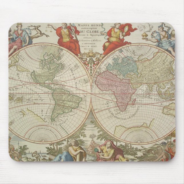 Mappe Monde ou Description du Globe Terrestre & Aq Mouse Pad (Front)