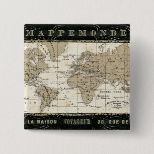 Mappemonde 2 Inch Square Button